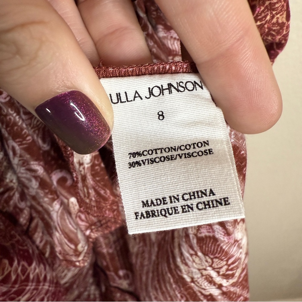 ULLA JOHNSON maroon floral amaranthus Brita ruffled maxi dress SIZE 8 - Picture 10 of 10